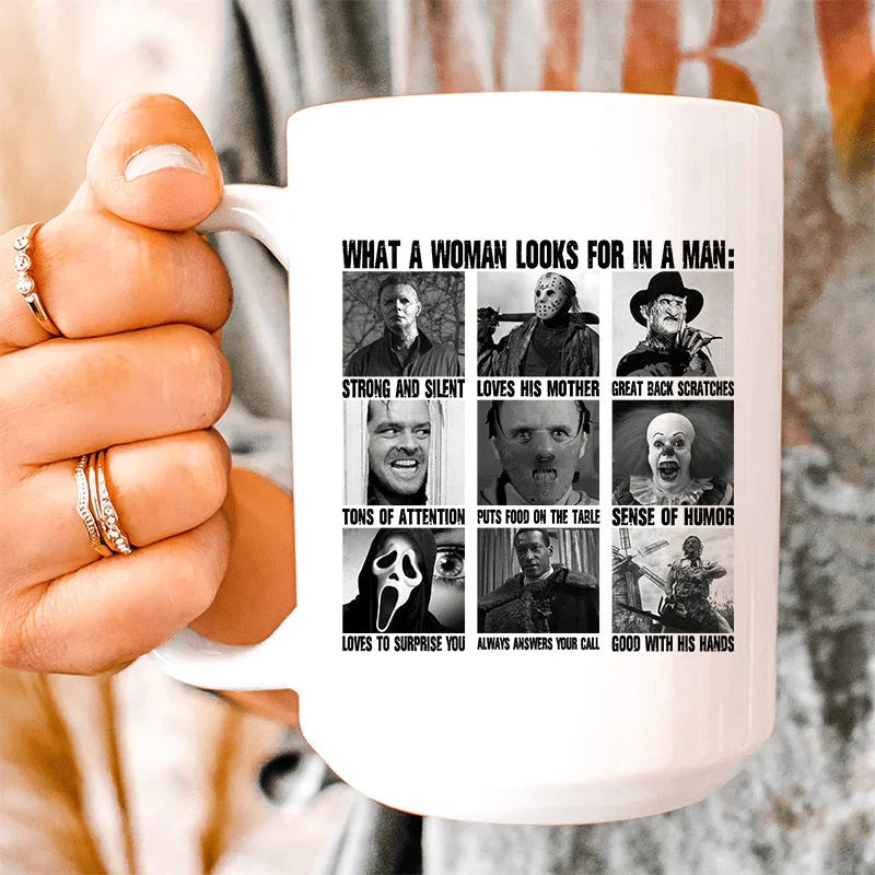 What A Woman Looks For In A Man Ceramic Mug 15 oz - WonderingCloth