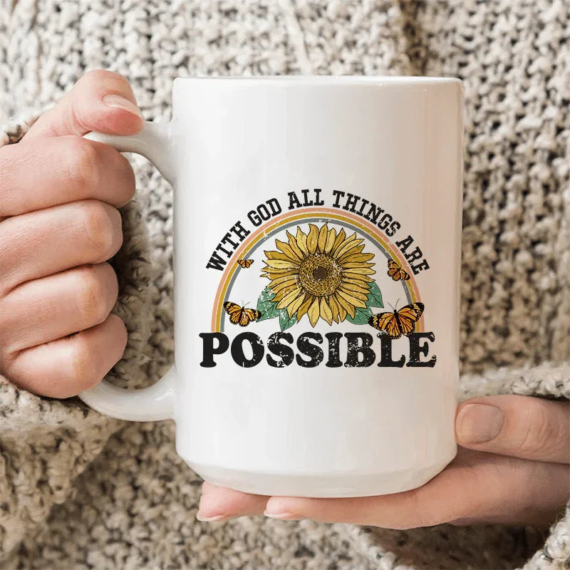 With God All Things Are Possible Ceramic Mug 15 oz - WonderingCloth