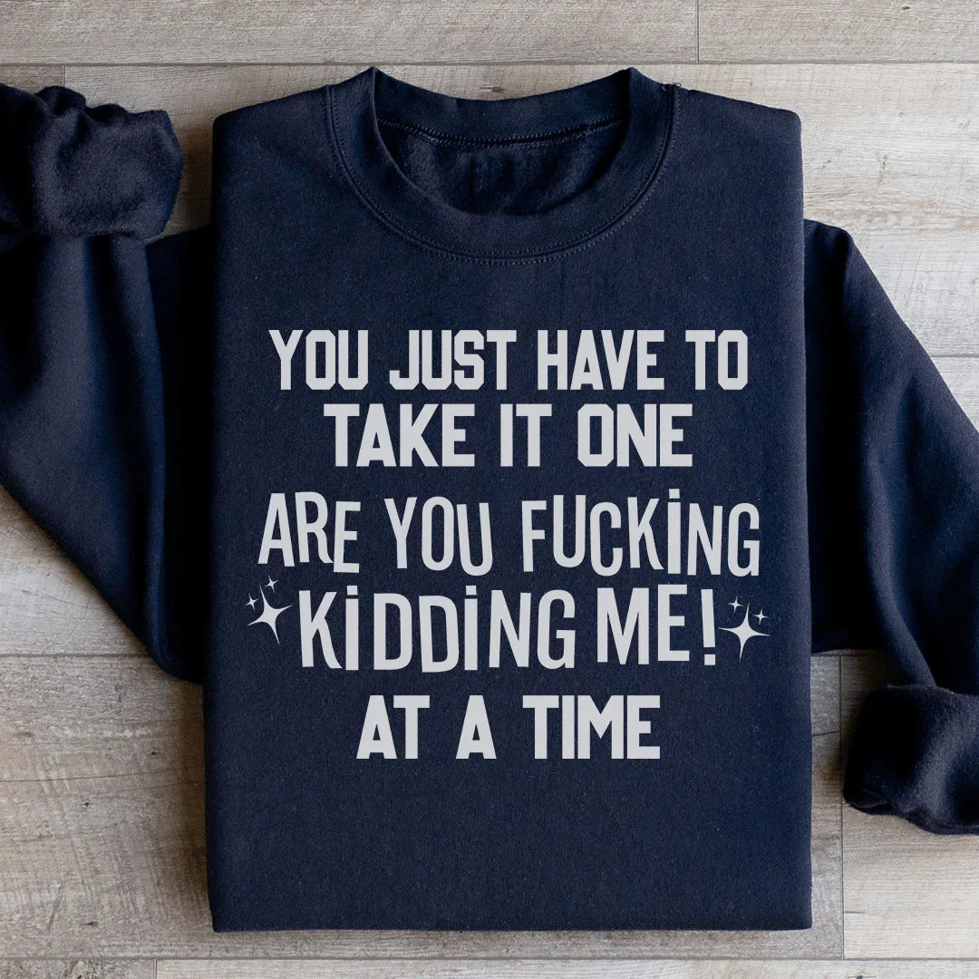 You Just Have To Take It One Are You Kidding Me At A Time Sweatshirt - WonderingCloth