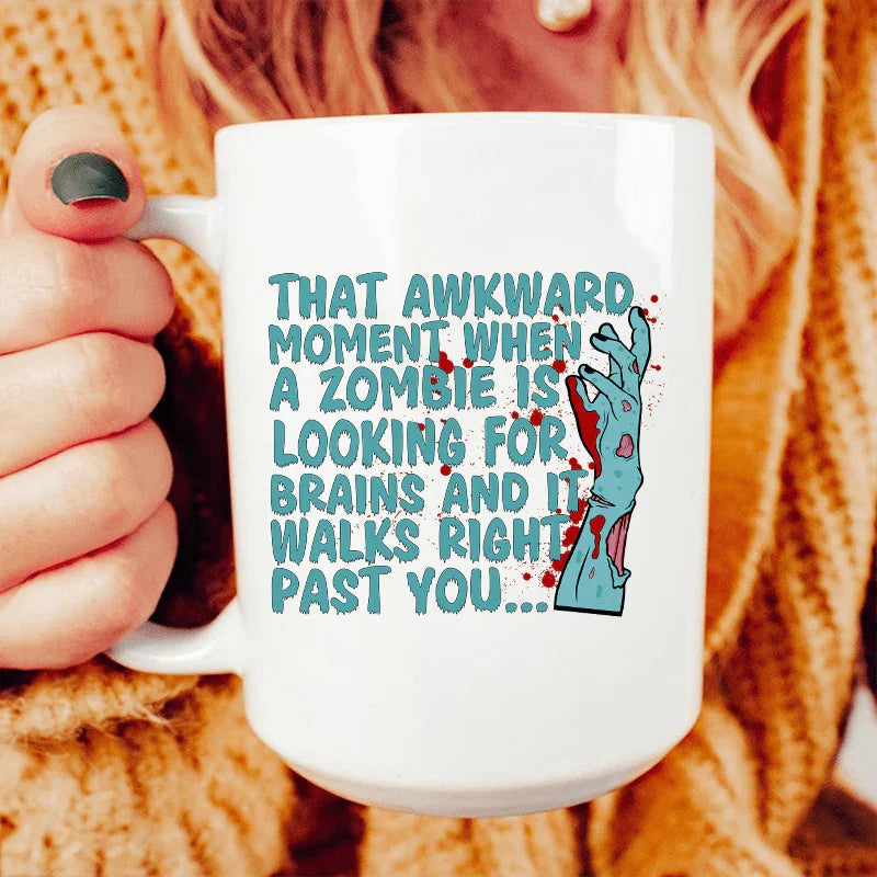 Zombie Looking For Brains Ceramic Mug 15 oz - WonderingCloth